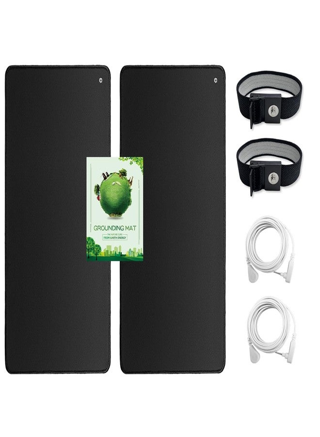 COUSLEWI Grounding Mat Kit 2 Pack Grounding Mats with 2 Grounding Cord and Wrist Strip Earth Connected Mat Kit for Better Sleep 10" x 26.7" - Image 1